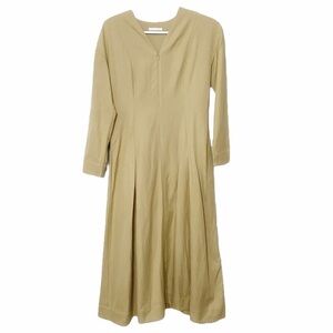 Cos BEIGE LONG SLEEVE V-NECK ZIPPER FRONT MAXI DRESS - 2